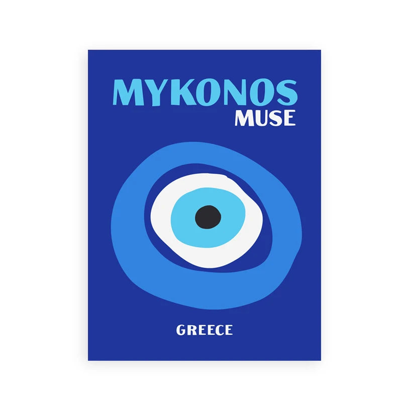 Affiches de Voyage Style Preppy – Miami, Bondi, Palmiers, Ibiza, Mykonos, Capri | Art Minimaliste Nordique sur Toile pour Salon