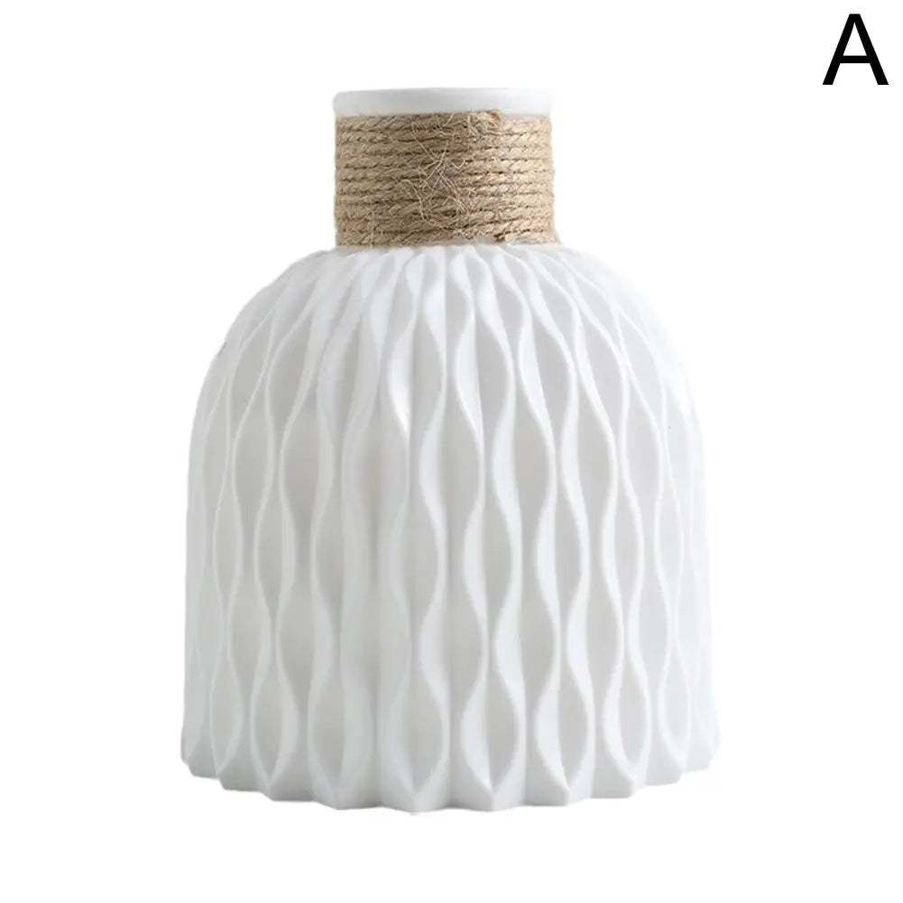 Vase en plastique effet porcelaine – Corde, pour compositions florales, pot de fleurs décoratif , décoration d'intérieur