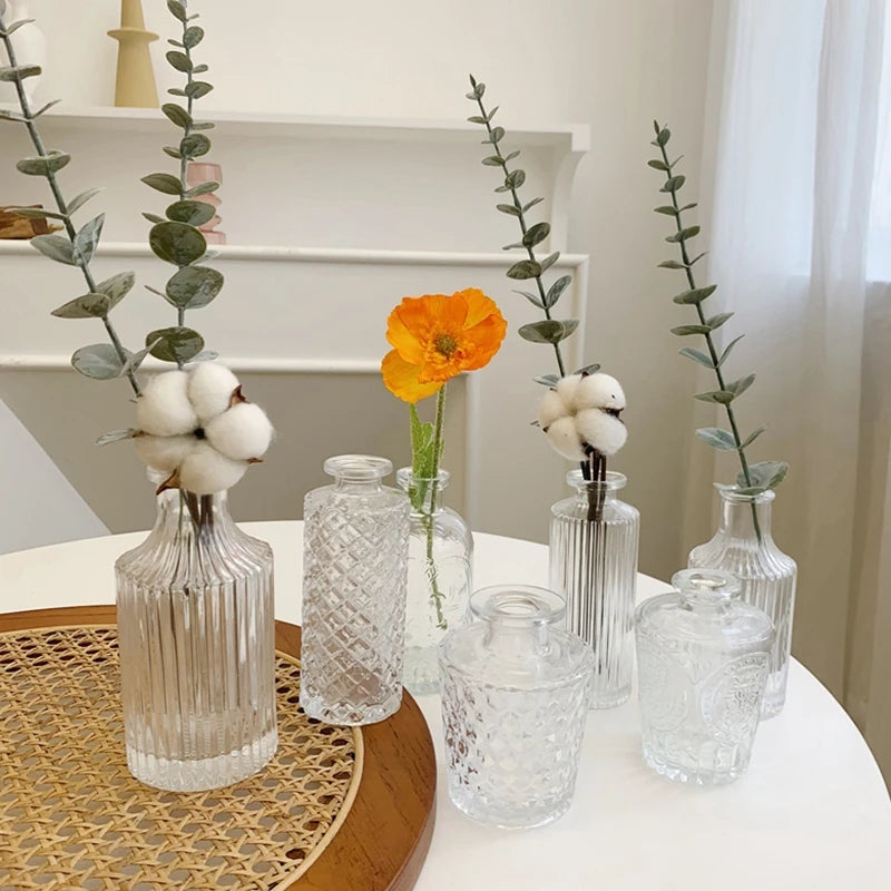 Vase en verre, pots de fleure, décoration