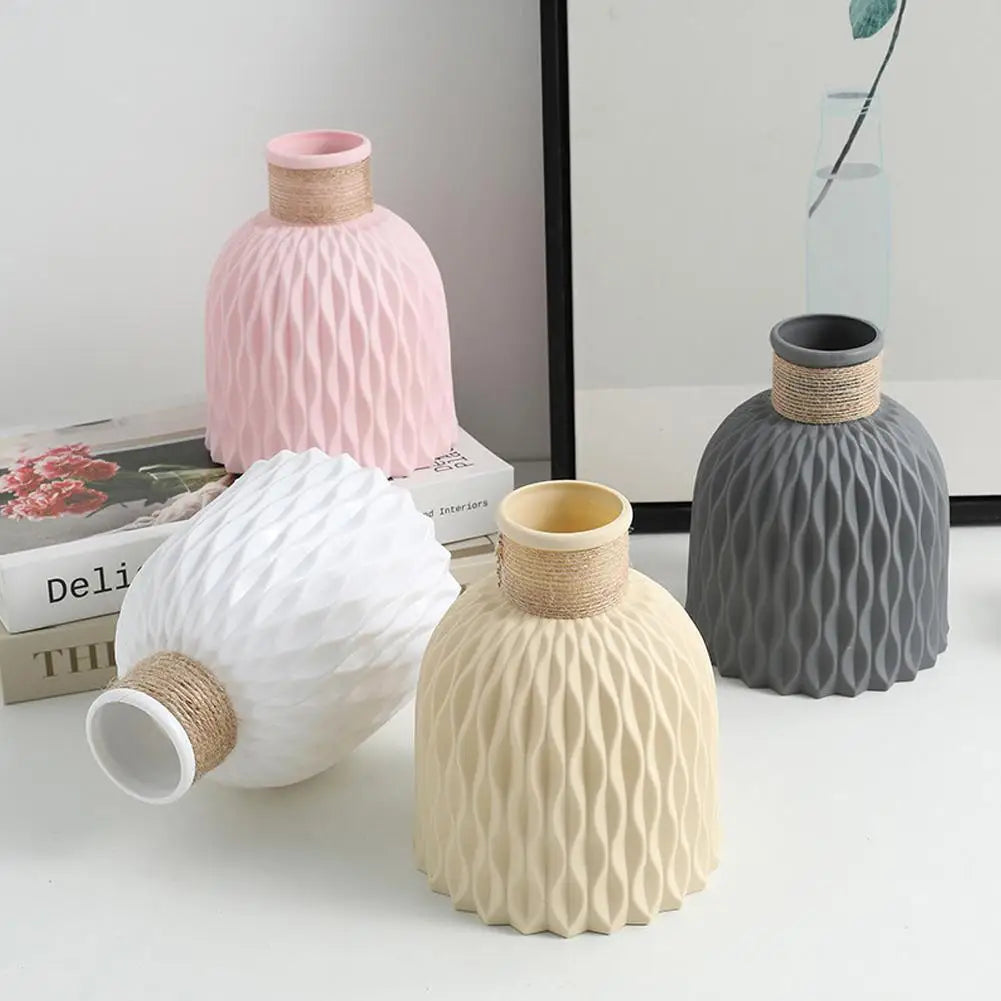 Vase en plastique effet porcelaine – Corde, pour compositions florales, pot de fleurs décoratif , décoration d'intérieur