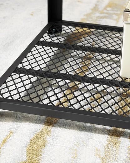 Table basse style industriel vintage – avec rangements ouverts