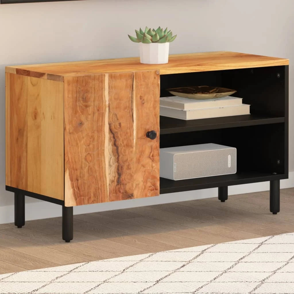 Meuble TV en bois d'acacia massif – style moderne et épuré – support écran ou déco salon