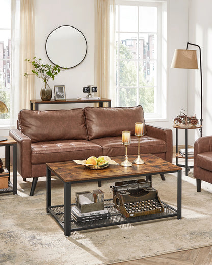 Table basse style industriel vintage – avec rangements ouverts